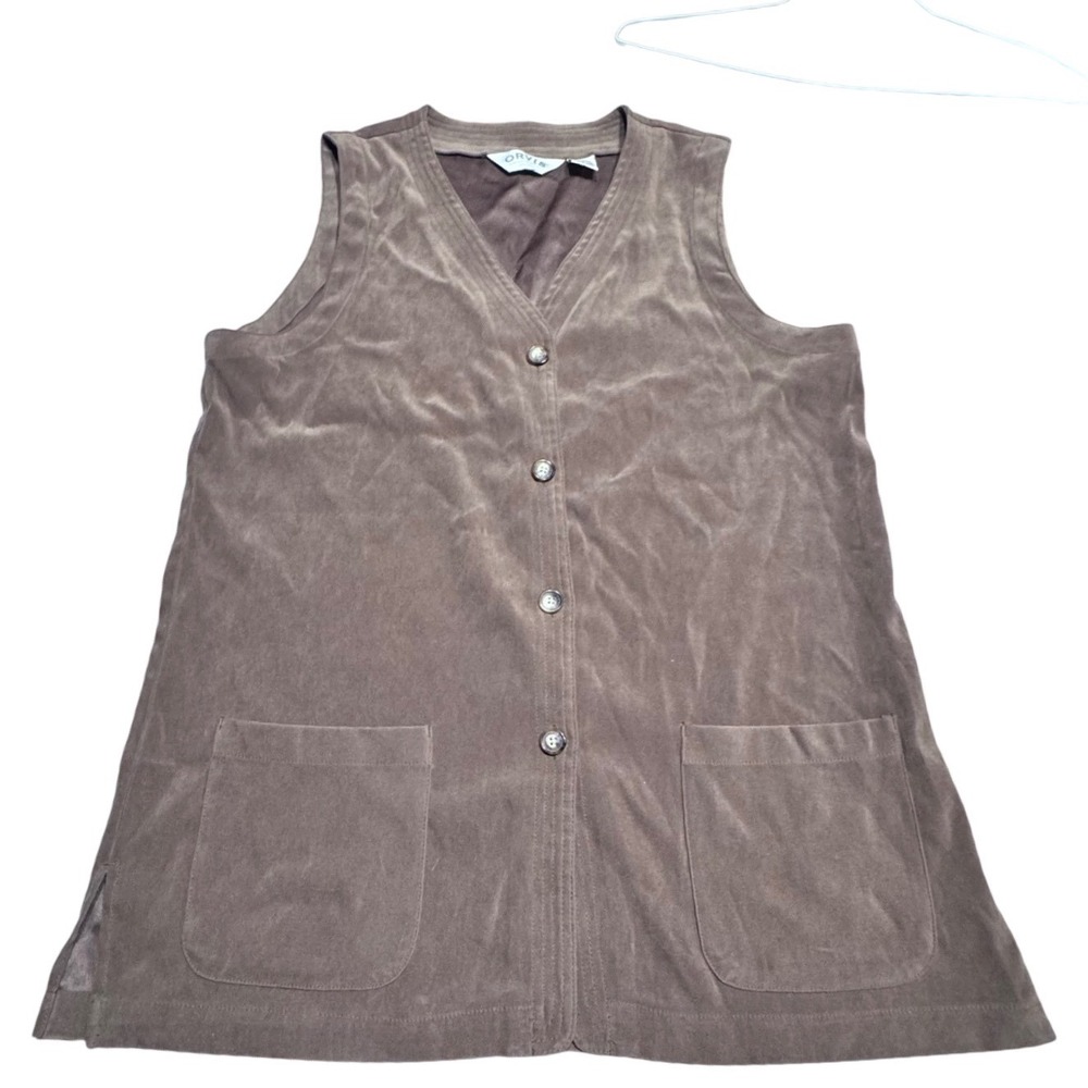 Orvis Vest Faux Suede Brown M Western Outdoor Classic Gorpcore Layering